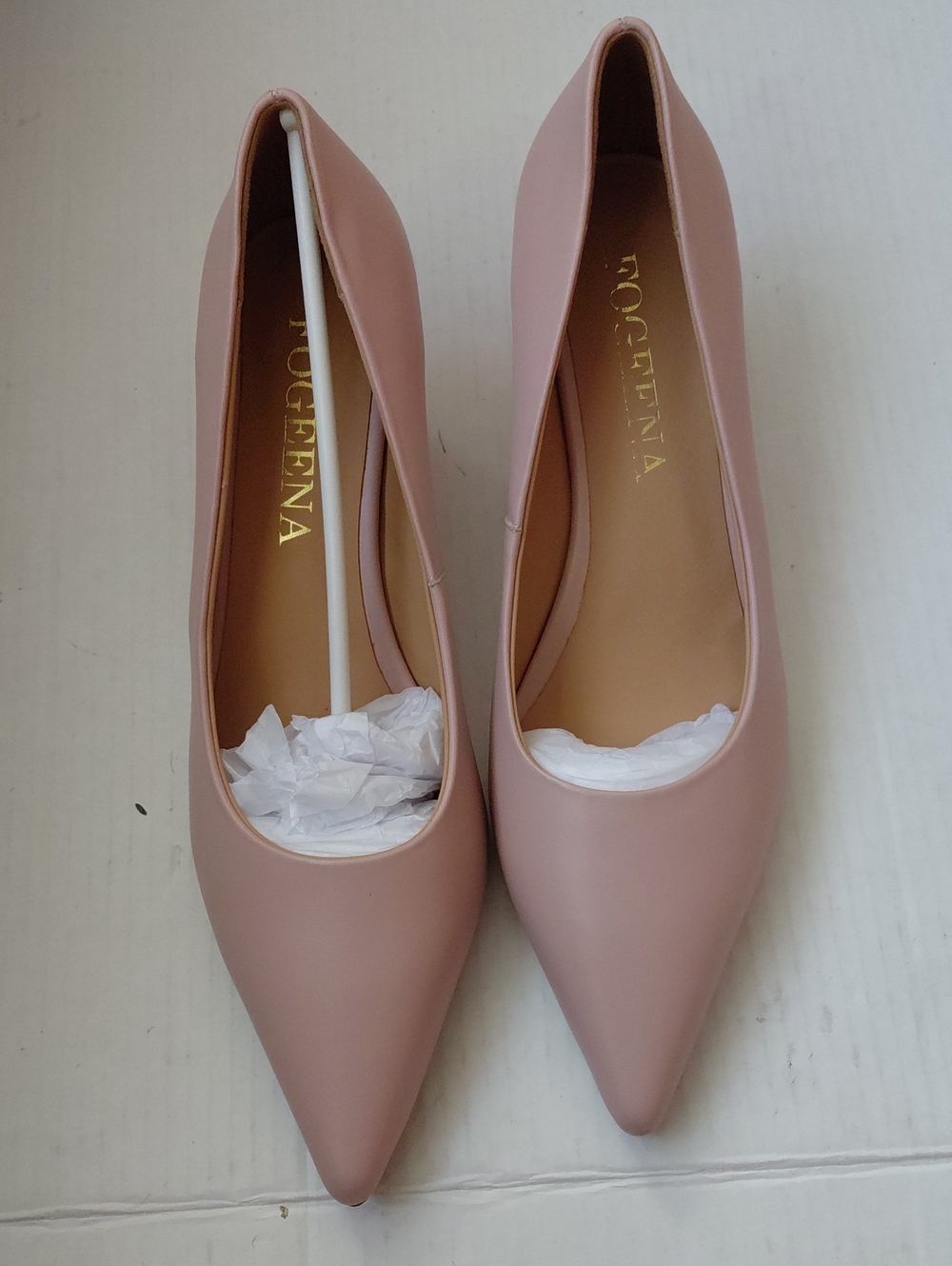 FOGEENA Women's Pointed Toe Pumps Slip On in Dusty Pink New Size 12M